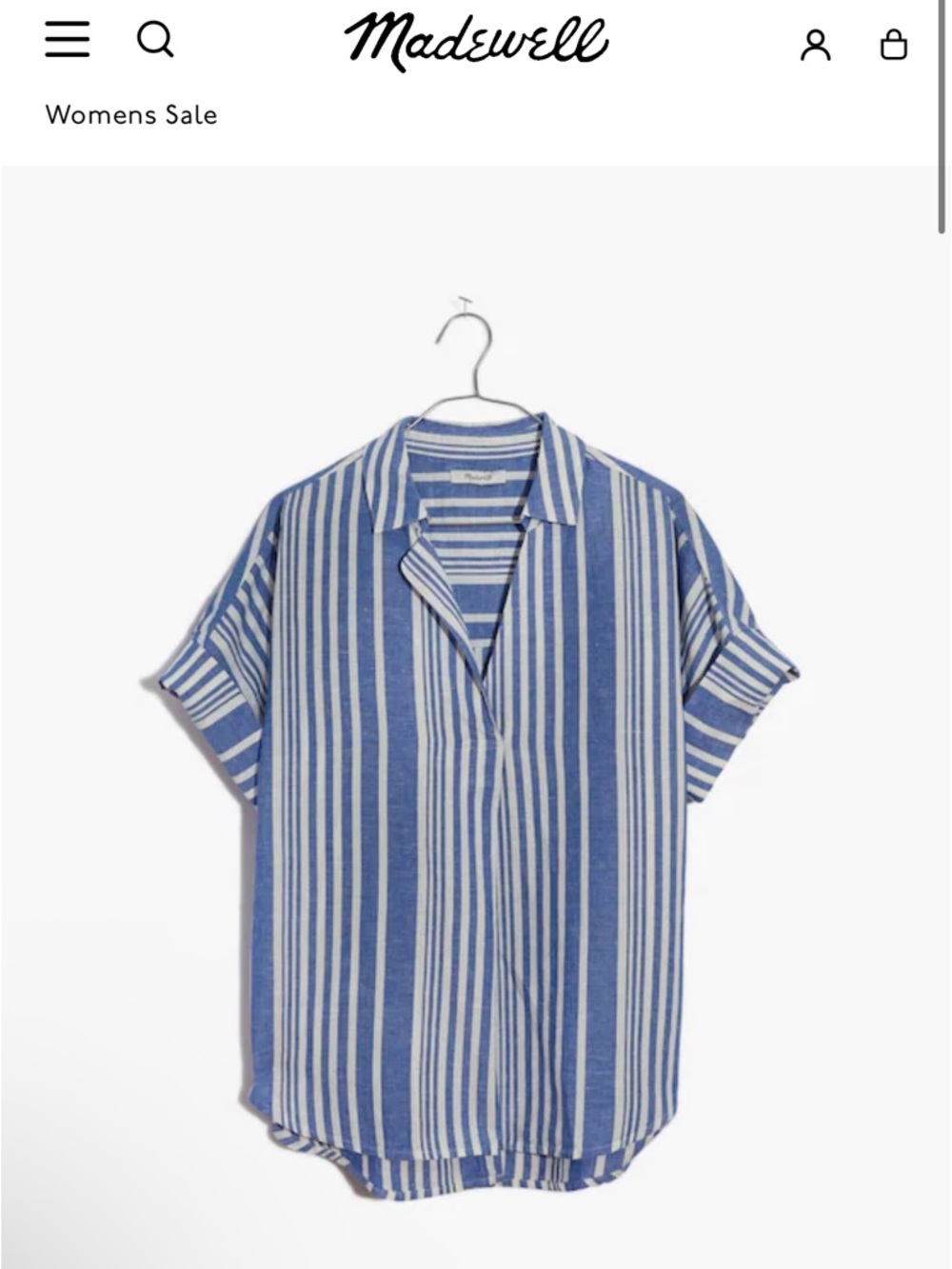Madewell women’s Blue & White Stripe Short-Sleeve Shirt